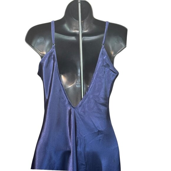 Fredericks Of Hollywood Navy Satin Nightgown Chemise Lingerie - Picture 8 of 8